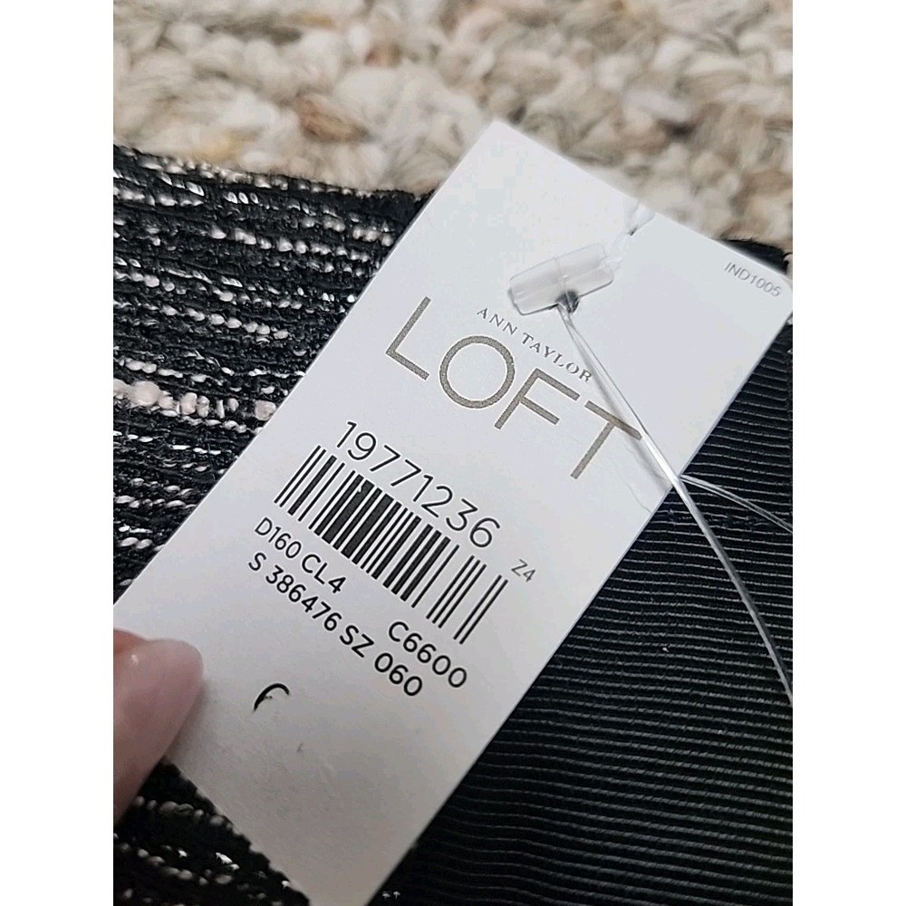 Loft‎ Size 6 Black Metallic Tweed Mini Skirt Women's Back Zip Lined  NWT - Picture 3 of 14